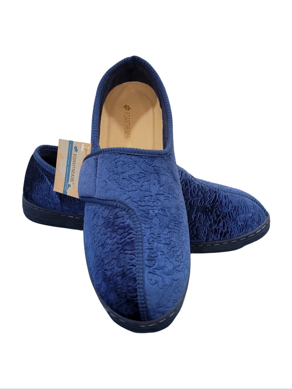 NWT Foamtreads Jewel 2 Blue Velour Comfort Slippers Women's Size 13